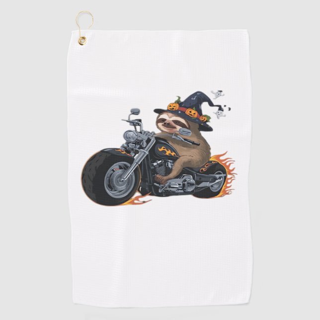 Serviette De Golf Éffrayant Sloth Motorcycle Ride Halloween Biker Fu (Devant)
