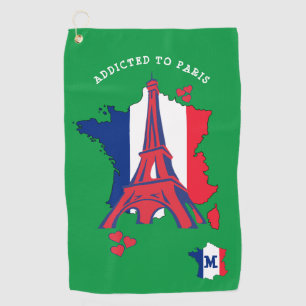 Serviette De Golf Élégant ADDITIONNÉ AU Monogramme DE PARIS