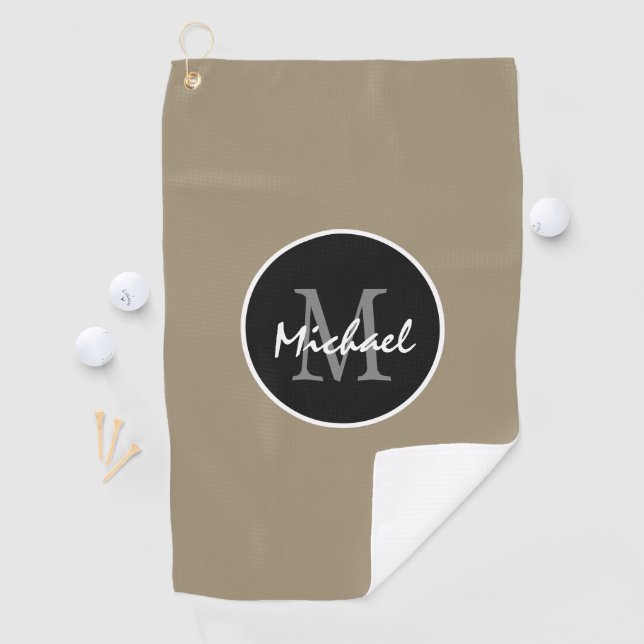 Serviette De Golf Élégant Brown noir personnalisé Monogramme Mens (En situation)