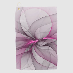 Serviette De Golf Elégant Chaos Moderne Abstrait rose Fractal Art