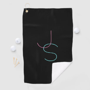 Serviette De Golf Élégant Éditable Deux Initiales D'Apparence Modern