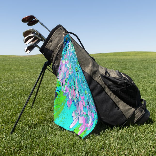 Serviette De Golf Élégant Limelight rose et bleu Hydrangea (Vert)