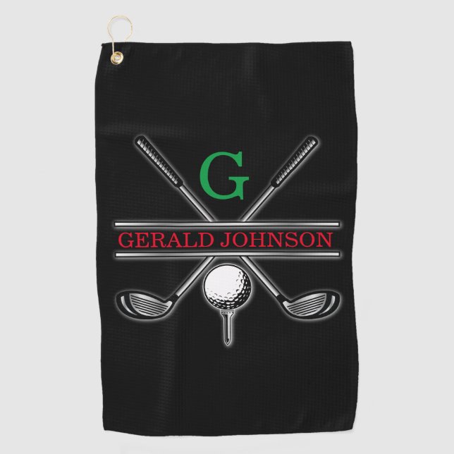 Serviette De Golf Élégant minimaliste Golf Monogramme Conception (Devant)