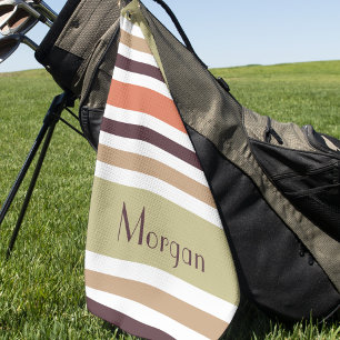 Serviette De Golf Élégant moderne bande colorée Monogramme