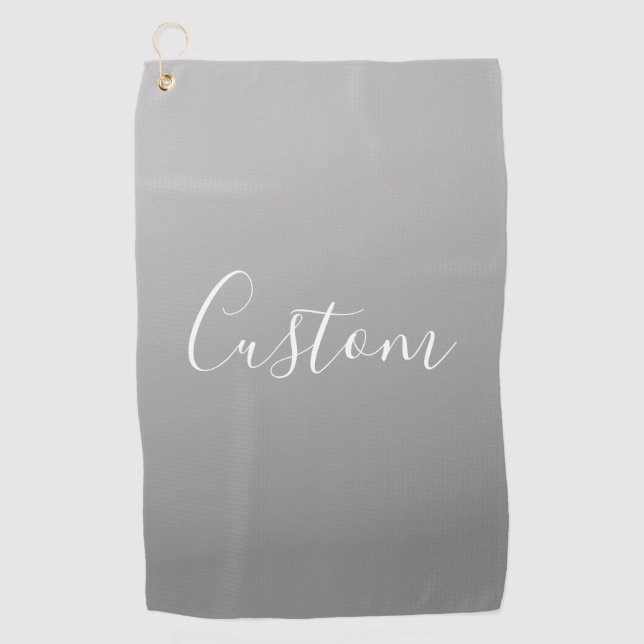Serviette De Golf Élégant moderne blanc Script écriture gris dégradé (Devant)