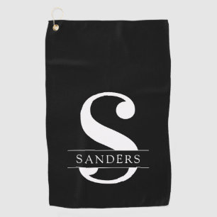 Serviette De Golf Élégant monogramme   Blanc noir