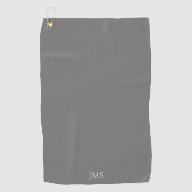 Serviette De Golf Élégant monogramme gris (Devant)