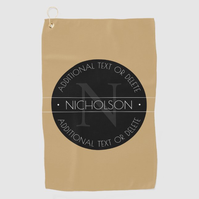 Serviette De Golf Élégant Monogramme moderne modifiable Noir Blanc O (Devant)