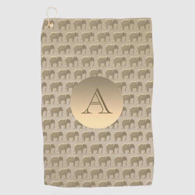 Serviette De Golf Élégant Monogrammé Or (Devant)