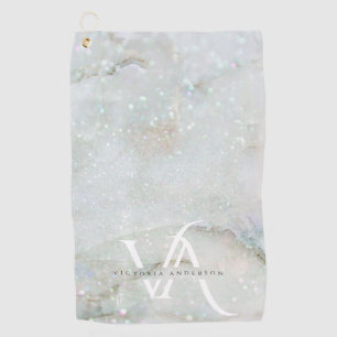 Serviette De Golf Élégant Parties scintillant marbre Monogramme Pa