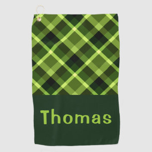 Serviette De Golf Elégant Pea Green Plaid Monogramme Golf Serviette