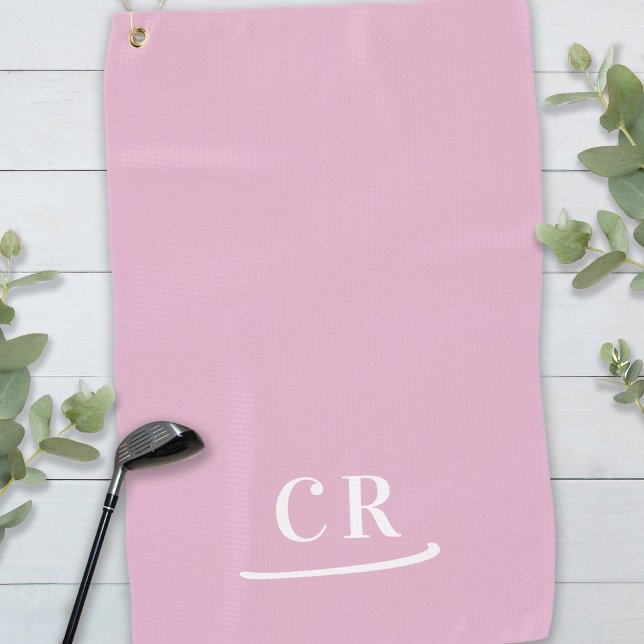 Serviette De Golf Élégant Simple Monogramme Moderne Rose (Elegant Simple Monogrammed Modern Modern Pink Golf Towel)