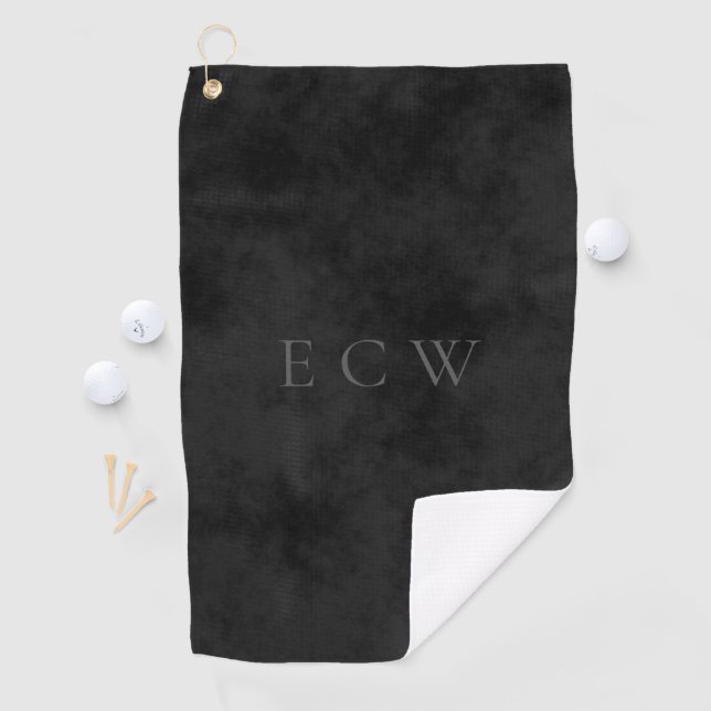 Serviette De Golf Elégant Timbre Faux Sophistiqué Noir (En situation)