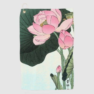 Serviette De Golf Élégant Vintage japonais rose Lotus Flower