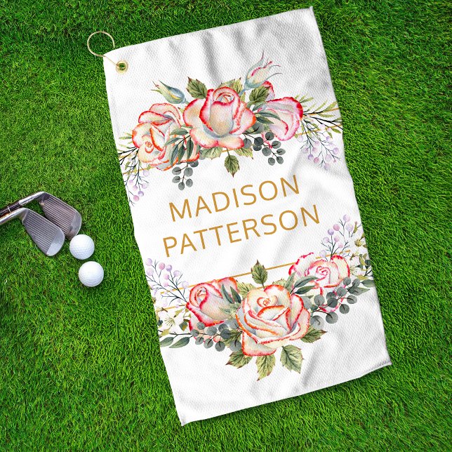 Serviette De Golf Elégante aquarelle personnalisée Floral Girly Chic (Créateur téléchargé)