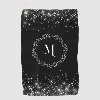 Serviette De Golf Élégante Parties scintillant d'argent Monogramme n