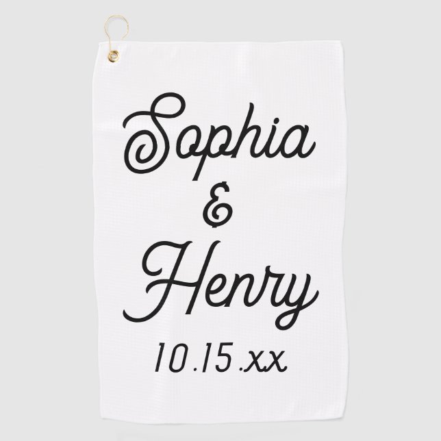 Serviette De Golf Élégante Typographie Moderne Script Mariage Faveur (Devant)