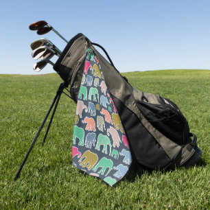 Serviette De Golf Eléphants Colorés, Motif Des Eléphants, Zigzag