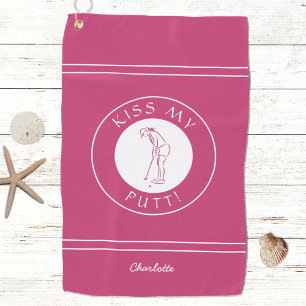 Serviette De Golf Embrasse Mon Putt Funny Lady Golfer Sports Rose po
