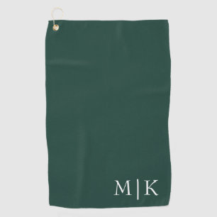 Serviette De Golf Emerald Green et White   Monogramme moderne