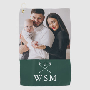 Serviette De Golf Emerald Green Monogram Photo Golf Clubs