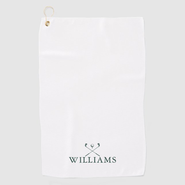 Serviette De Golf Emerald Green Personalized Name Golf Clubs (Devant)