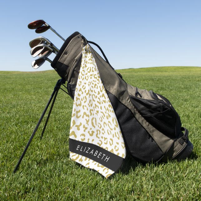 Serviette De Golf Empreinte de léopard, Leopard d'or, Parties scinti (Vert)