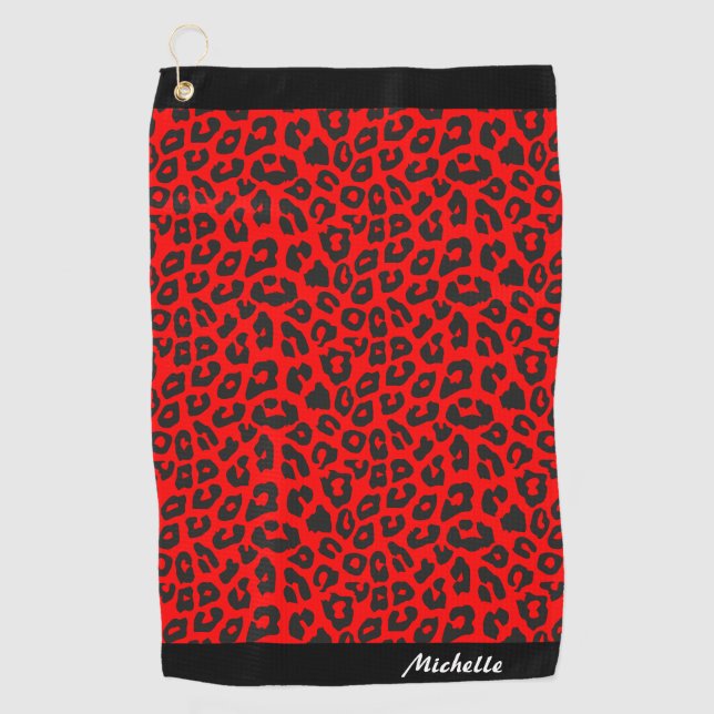 Serviette De Golf Empreinte de léopard personnalisé (Devant)