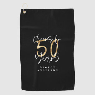 Serviette De Golf encourage à 50 ans moderne noir et or