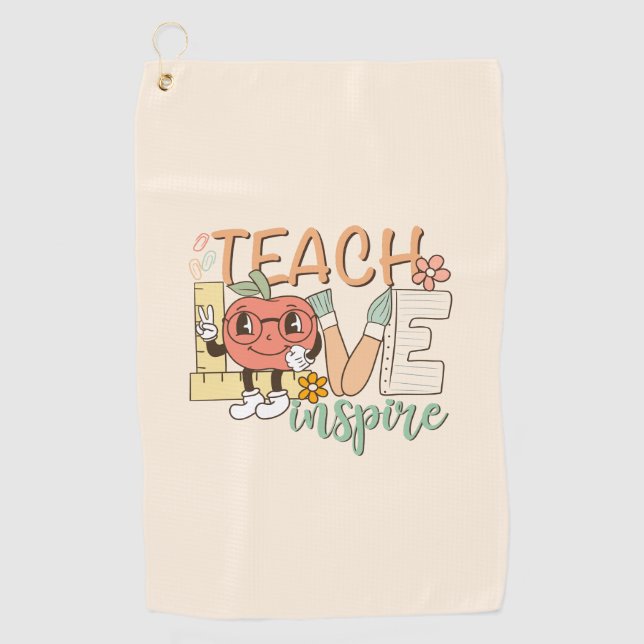 Serviette De Golf Enseigner l'inspiration de l'amour - fournitures s (Devant)