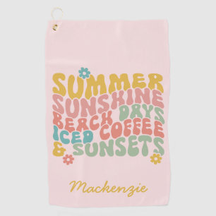 Serviette De Golf Été Dit Plage Rétro Couchers de soleil de café gla