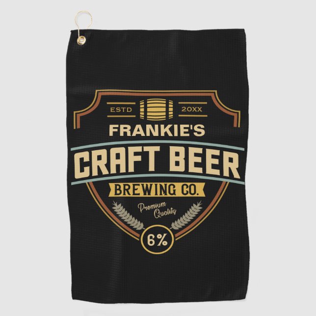 Serviette De Golf Étiquette de bière artisanal personnalisé brasseri (Devant)