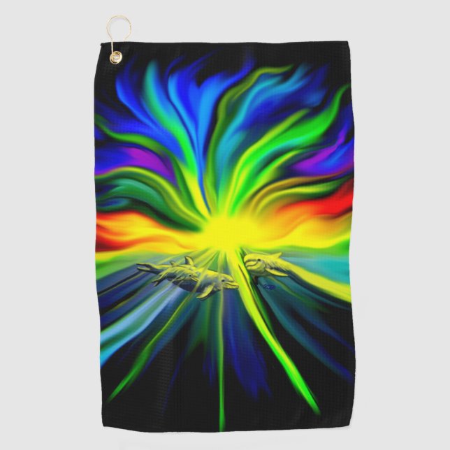 Serviette De Golf Famille de dauphins sous le soleil (Devant)