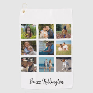 Serviette De Golf Family Photo Collage Monogram