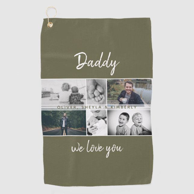 Serviette De Golf Father with Kids and Family Dad Photo Collage (Devant)