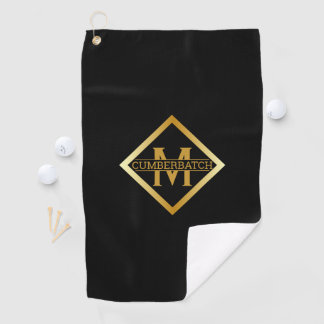 Serviette De Golf Faux Monogramme Or – Noir & Or