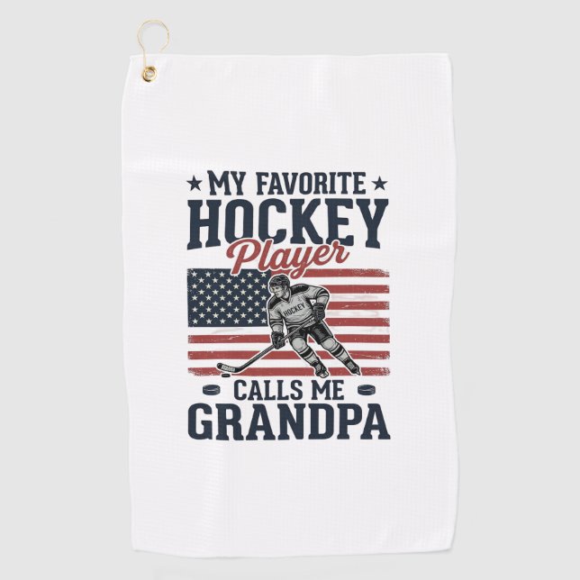 Serviette De Golf Favorite Hockey Player Calls Me Grandpa Vintage Sh (Devant)