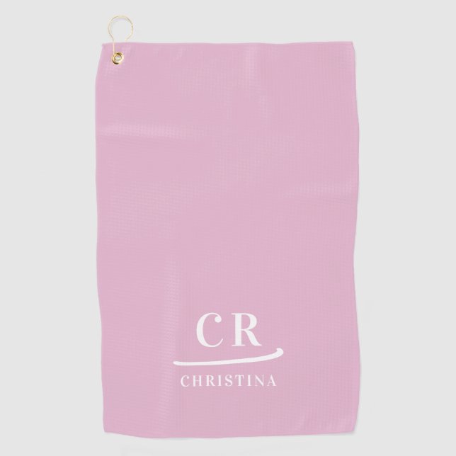 Serviette De Golf Feminine Modern Monogram Name Pink Towel  (Devant)