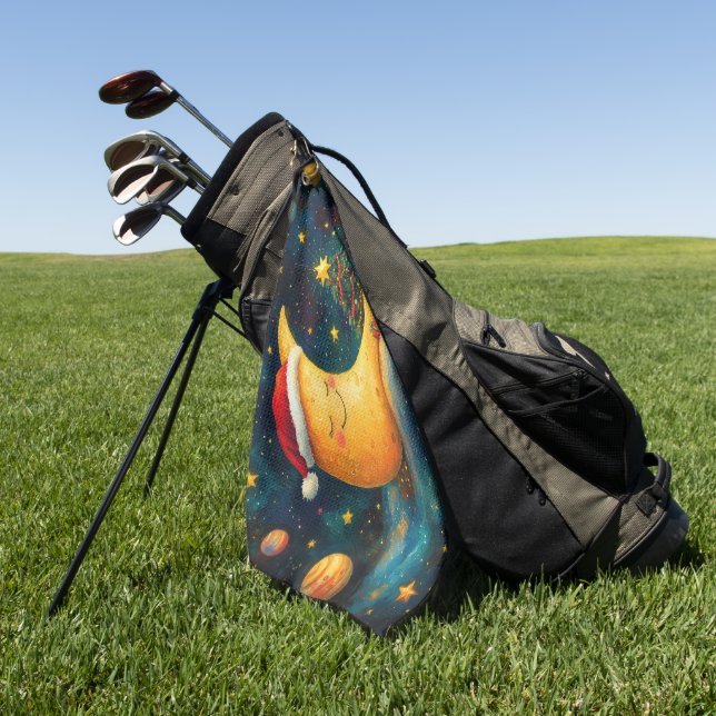 Serviette De Golf Fête de Noël drôle Lune Galaxy (Vert)