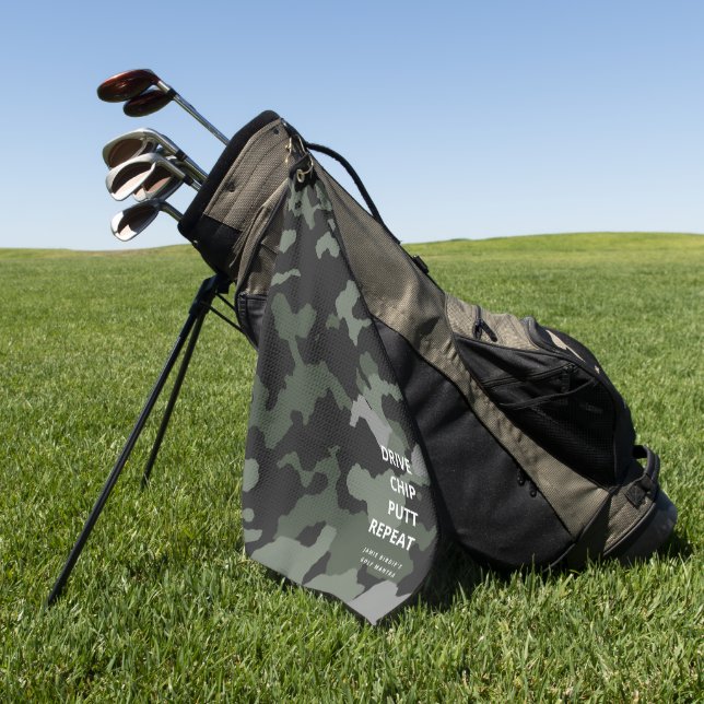 SERVIETTE DE GOLF FÊTE DES PÈRES MODERNE DE GOLF DE CHIP PUTT REPEAT (Vert)