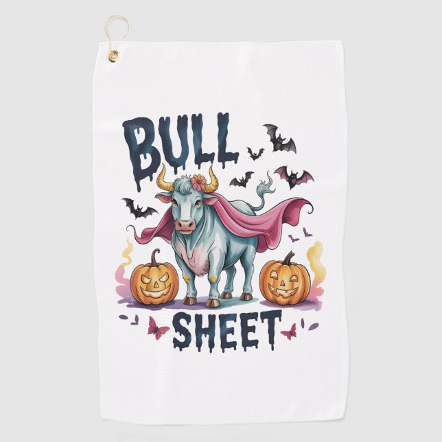 Serviette De Golf Feuille de taureau d'Halloween, Vache fantôme amus (Devant)