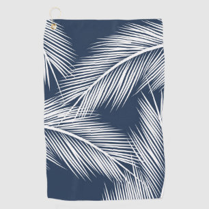 Serviette De Golf Feuilles de palmier blanc sur arrière - plan bleu 