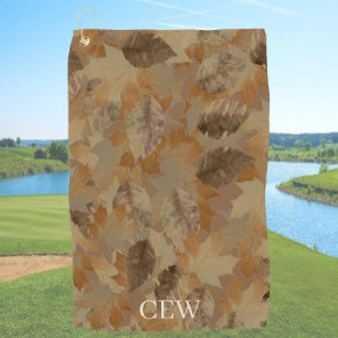 Serviette De Golf Feuilles Marron Tan Personnalisé Monogramme ou Nom