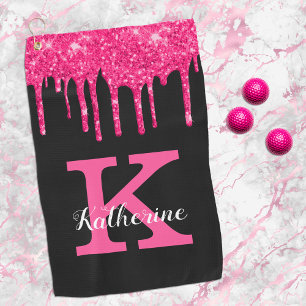 Serviette De Golf Fille Noir Hot Rose Parties scintillant Drivers No