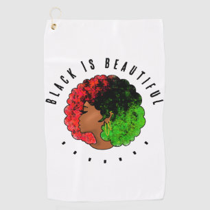 Serviette De Golf Fille noire panafricaine femme rouge vert fierté a