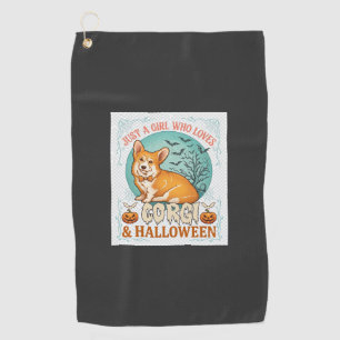 Serviette De Golf Fille qui aime les citrouilles d'Halloween Corgi C