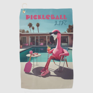 Serviette De Golf Flamant rose rose Palm Springs Pickleball Clip Ser