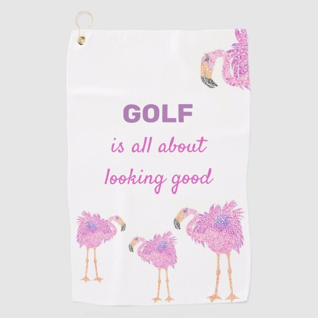 Serviette de golf Flamant rose soignée (Devant)