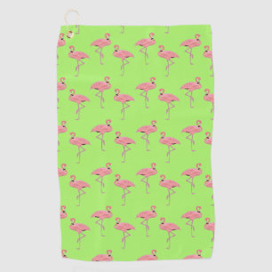 Serviette De Golf Flamants roses à motif vert citron