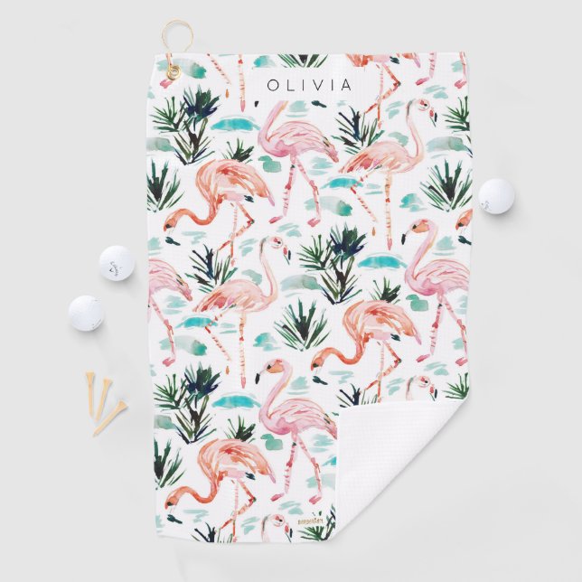 Serviette De Golf FLAMANTS ROSES roses AWKWARRRD Aquarelle (En situation)